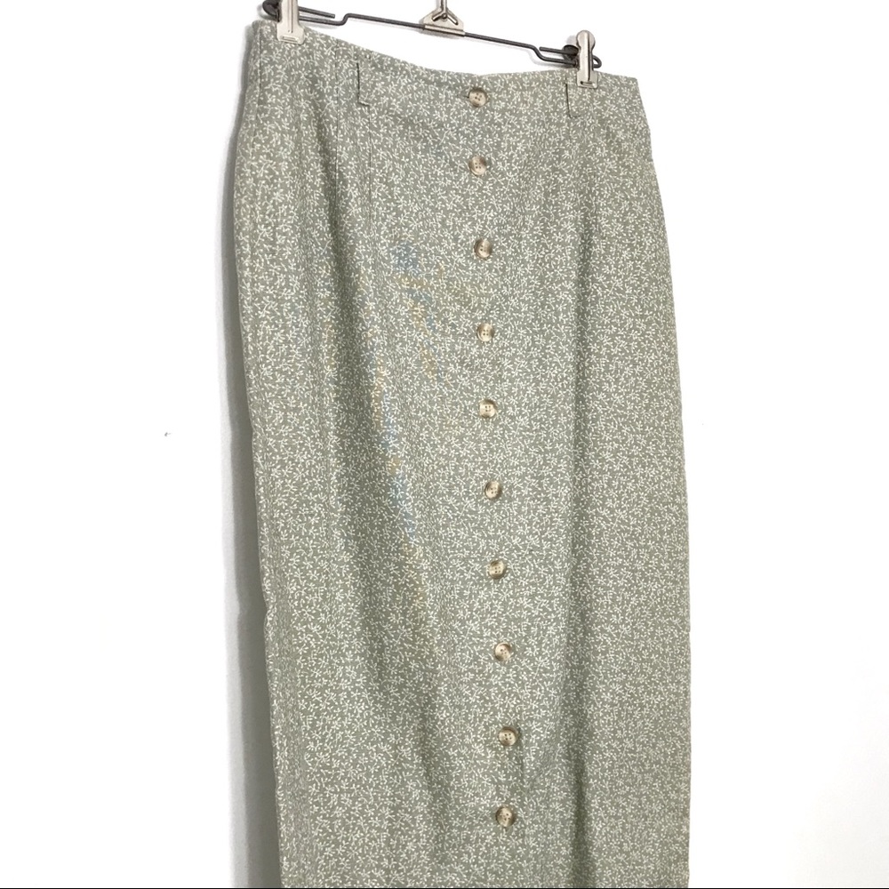 Talbots Vintage Sage Green Floral Mid-Length Skirt